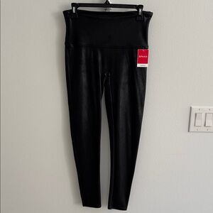 SPANX Shiny Black High-Waisted Leggings